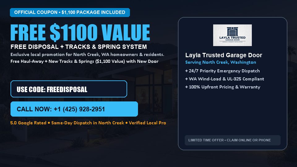 Layla Trusted Garage Door FREE Haul-Away & Heavy-Duty Tracks with New Door in North Creek, WA