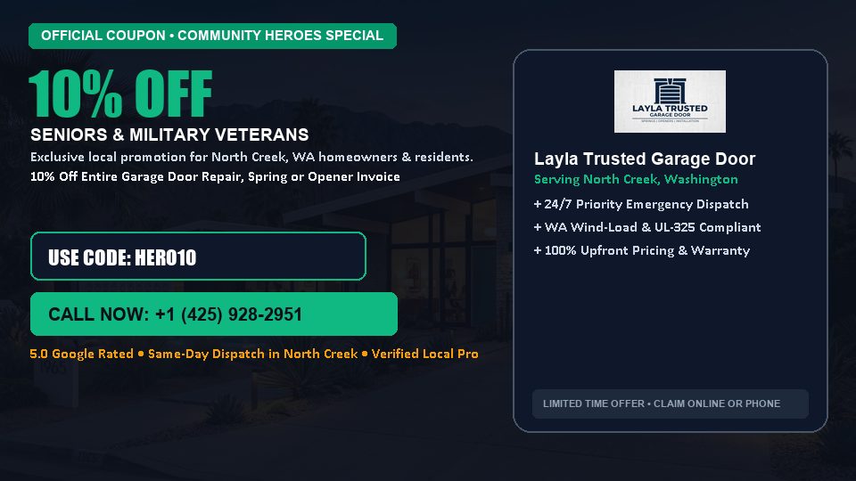 Layla Trusted Garage Door 10% OFF Seniors & Military Veterans